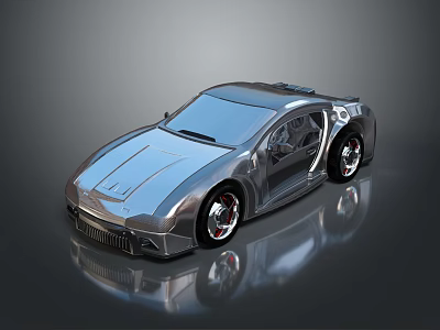 Sleek Modern Silver Sports Car With Shiny Exterior And Reflective Wheels 3d model