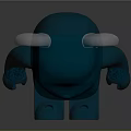 Blue Cartoon Bear Figure With White Ears And Simple Structure On Gray Background