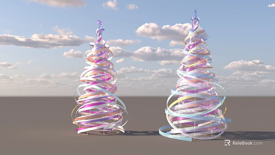Colorful Spiral Shaped Commercial Equipment Structures For Outdoor Decorative 3d model 