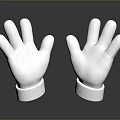 Two White Gloves Standing Upright on Dark Surface with Shiny Finish 3d model