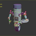3D Robot Character With Blue Top Gray Body And Orange Mechanical Joints