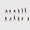 Group of People Performing Various Exercise Poses in Dynamic Workout Positions 3d model