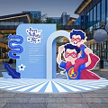 Father's Day Themed Photo Spot With Superhero Cartoon Characters And Urban Building Background