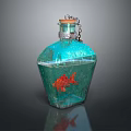 Bottle Shaped Glass Fish Tank With Goldfish Cork Stopper And Chain Decoration