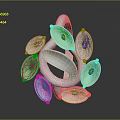 Elegant Jewelry Sculpture Ring With Carved Oval Colored Gemstones And Metal Details