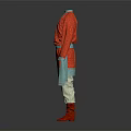 Traditional Costume With Red Top Blue Belt Cuff Details Beige Pants And Red Boots