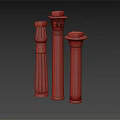 Classical Decorative Columns With Three Different Ornate Capitals And Beige Stone Design 3d model