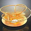 Golden Metal Fan Shaped Decorative Light With Circular Base And Modern Design
