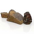 Natural Wood And Stone Raw Material Pieces Displayed On White Background
