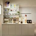 Modern Open Kitchen Interior With White Cabinets Island Coffee Machine And Yellow Flowers