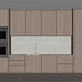 Modern Kitchen Interior With Wooden Cabinets Built in Oven Sink And Countertop