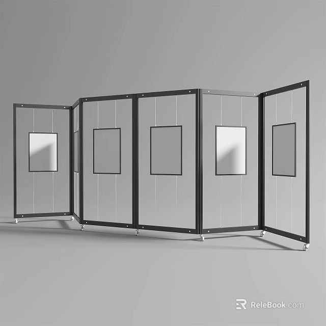 Foldable Display Shelves with Glass Windows and Mobile Wheels for Retail Showrooms 3d model 