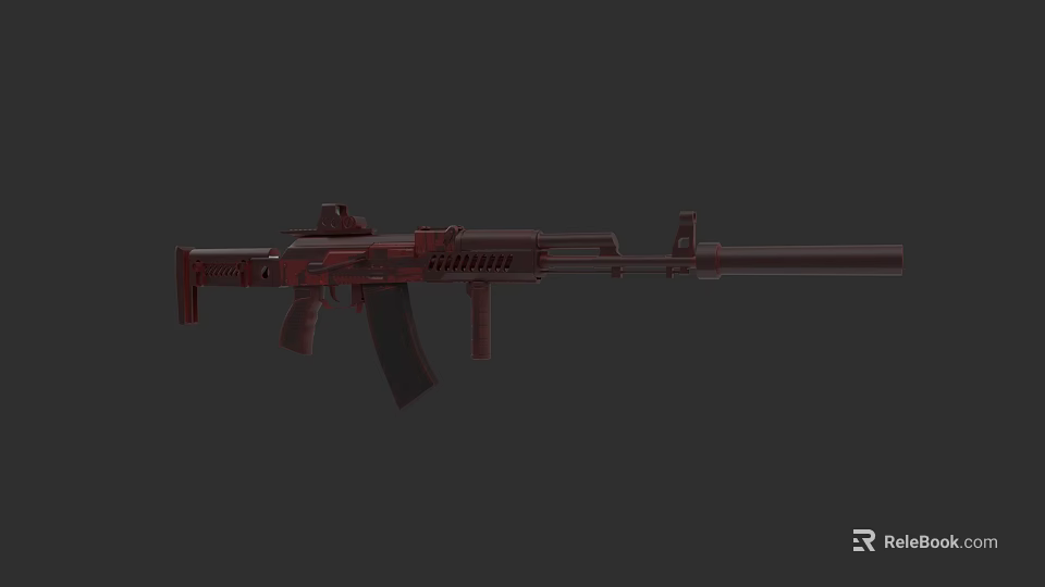 Tactical Red Military Rifle With Long Barrel And Ergonomic Grip Design 3d model 