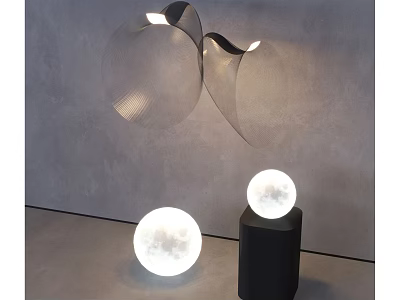 Modern Artistic Chandelier With Streamlined Metal Structure And Spherical Transparent Shade For Indoor Lighting Decor 3d model