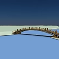 Modern Wavy Wooden Texture Landscape Bridge Spanning Water Near Roadside