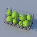 Fresh Green Fruits Arranged In Wire Basket For Healthy Kitchen