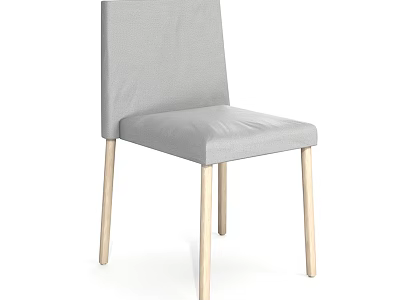 Light Gray Fabric Single Chair With Wooden Legs Simple Modern Design For Home Use 3d model