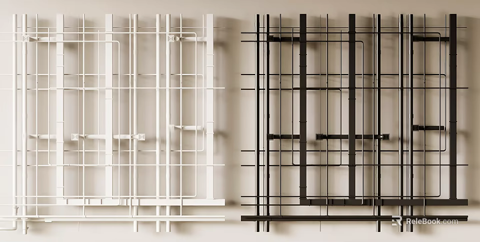 Modern Ceiling Design With White And Black Grid Framework For Interior Decoration 3d model 