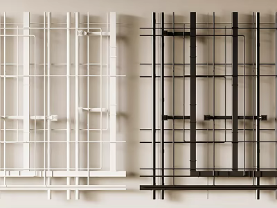 Modern Ceiling Design With White And Black Grid Framework For Interior Decoration 3d model