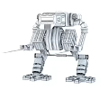 Smart Machine Robot With Mechanical Structure Four Legged Black Design Holding Sword 3d model
