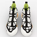 Nike High Top Shoes With White Black Orange Design And Unique Laces Thick Sole