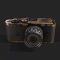 Vintage Digital Camera With Classic Metal Body Wireframe Lens Design And Control Dials