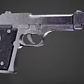 Silver Metal Pistol With Black Grip And Semi Automatic Design Features 3d model