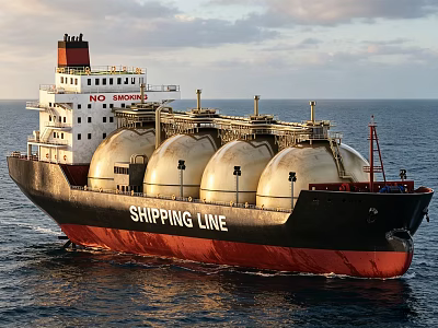Shipping Line LNG Carrier With Large Spherical Tanks Sailing On The Ocean 3d model