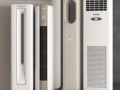 Modern Standing Air Conditioner Fans With Sleek Design And Various Styles 3d model
