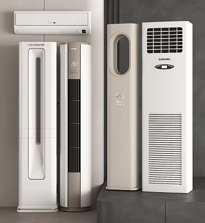 Modern Standing Air Conditioner Fans With Sleek Design And Various Styles 3d model