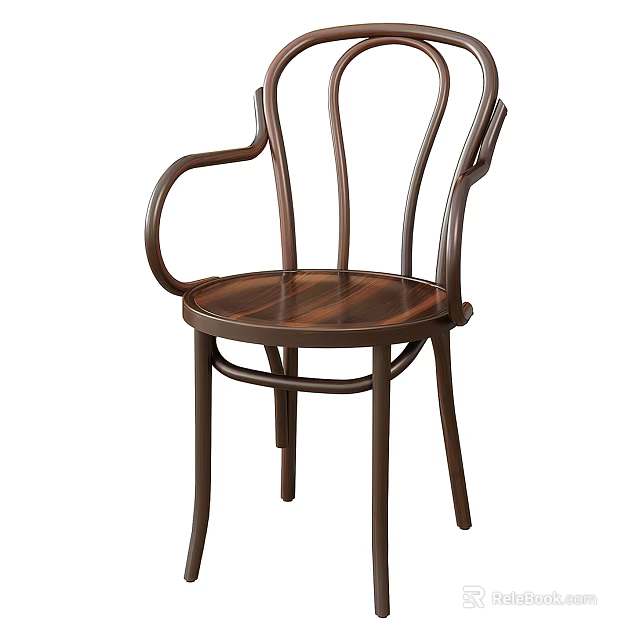 Modern Wooden Leisure Chair With Curved Armrests Sleek Frame And Comfortable Design 3d model 