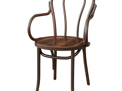 Modern Wooden Leisure Chair With Curved Armrests Sleek Frame And Comfortable Design 3d model