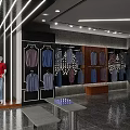 Modern Clothing Store Interior With Fashion Apparel Display Racks And LED Lighting