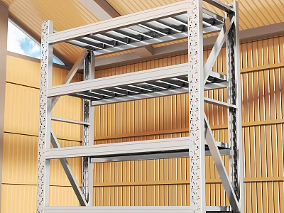 Industrial Metal Multi Layer Storage Shelving Unit With Indoor Structure 3d model