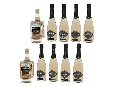 Premium Elegance Vodka and Argyle Sparkling Wine Bottles Collection 3d model