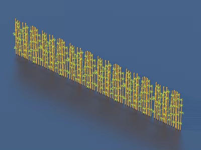 Garden Ornament With Decorative Yellow Green Fence Structure And Natural Design 3d model