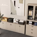 Office File Cabinets With Printers Folders Potted Plant And Decorative Painting