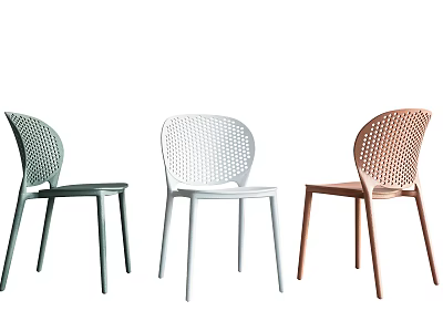 Modern Leisure Chairs With Hollow Back Design In Green White And Brown Colors 3d model
