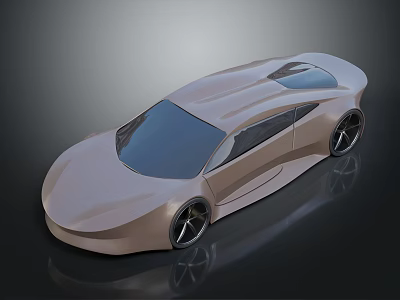 Futuristic Concept Car with Sleek Aerodynamic Body Light Brown Exterior Black Wheels and Panoramic Sunroof 3d model