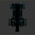 Ancient Cannon Weapon With Green Barrel Wheeled Carriage And Vintage Design