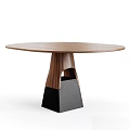 Round Wooden Dining Table With Modern Unique Base Design For Home Interior 3d model