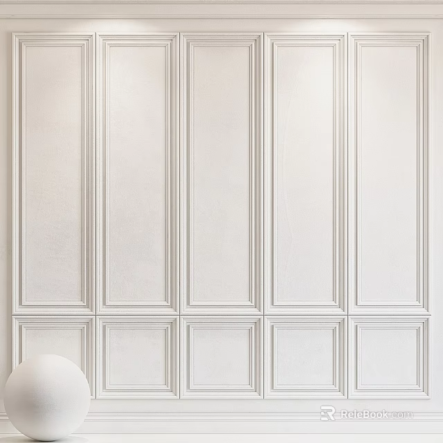 Modern White Wall Panels With Decorative Molding For Interior Design 3d model 