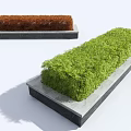Green and Brown Decorative Landscaping Shrubs Placed on Rectangular Stone Bases 3d model