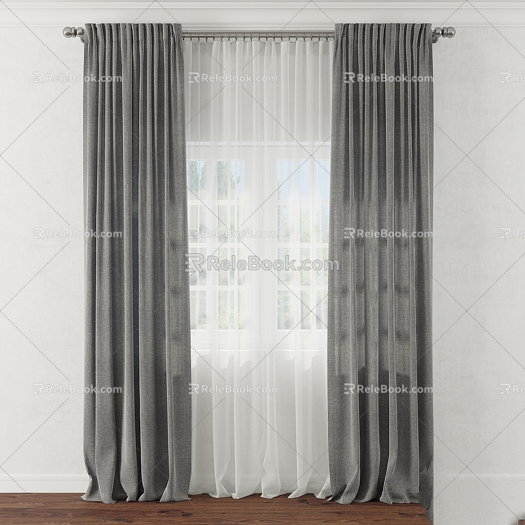 Modern Curtain Curtain Tulle 3d model