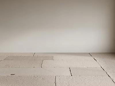 Simple Interior Space With Natural Stone Floor And Light Gray Wall 3d model
