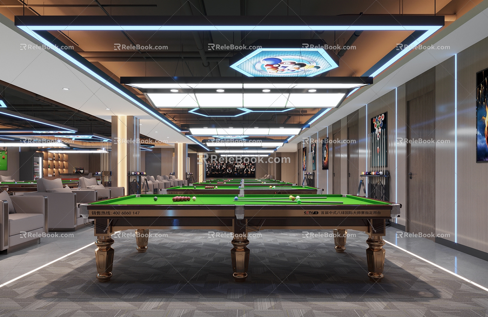 Industrial LOFT Billiard Room 3d model