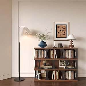 Middle Ancient Entrance Cabinet Bookcase Book Ornaments 3d model