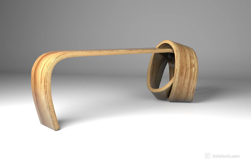 Modern Wooden Outdoor Chair With Curved Frame Design For Garden Patio Furniture 3d model 