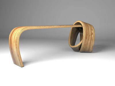 Modern Wooden Outdoor Chair With Curved Frame Design For Garden Patio Furniture 3d model