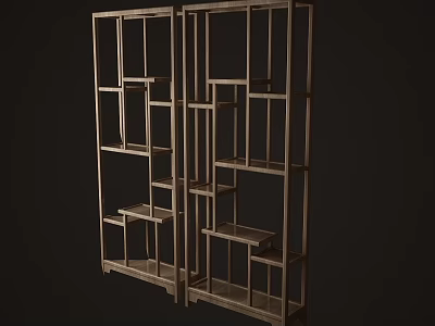 Modern Wooden Bogu Shelf With Multi Layer Open Storage Display Design 3d model